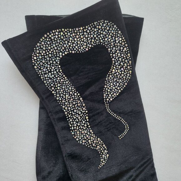 Cape Robbin Thigh High Tall Rhinestone Sparkly Velvet Boots Sexy Clubwear 7M - Picture 5 of 11
